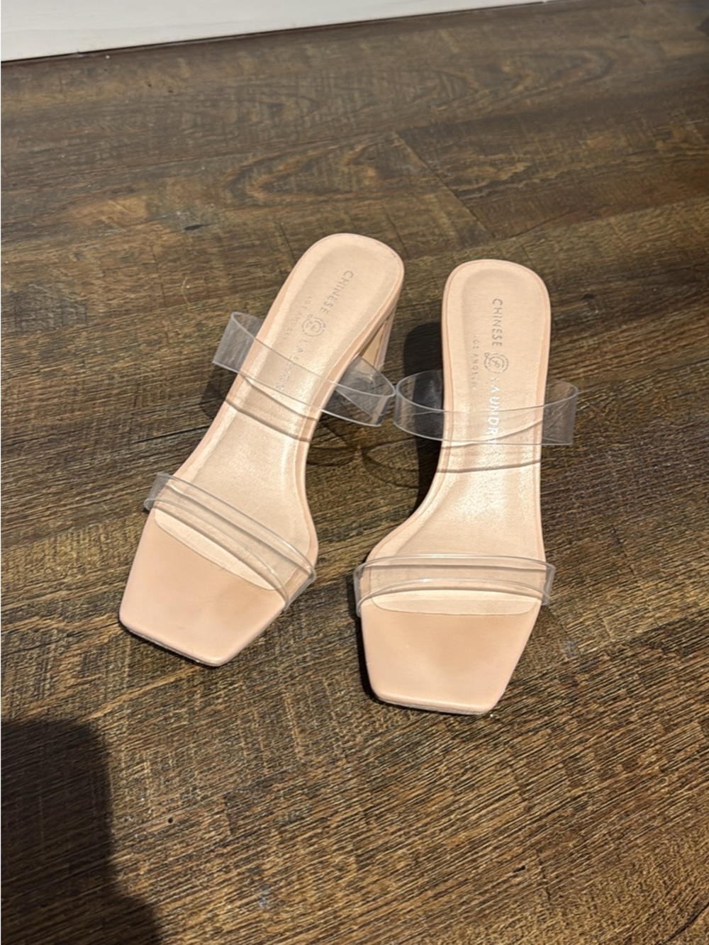 Chinese laundry square nude transparent heels
